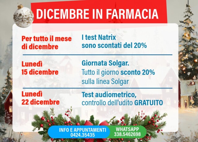 31/12 - Il mese di dicembre in farmacia!